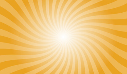 Obraz premium Marigold Orange Radial Retro Glowing Rays Banner. Abstract Retro Whirlwind Starburst Vector Abstract Background. Twisted Radial Illustration.