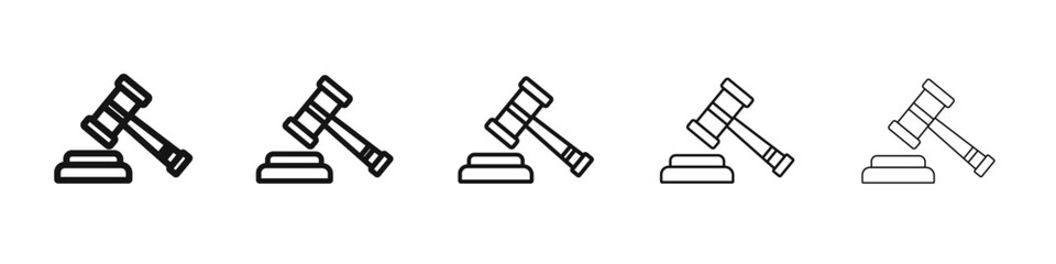 Obraz premium Gavel icon vector outline set illustration sign