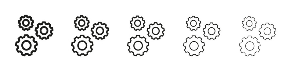 Gear icon vector outline set illustration sign