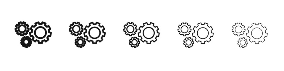 Gears icon vector outline set illustration sign