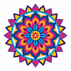 Bold Color Pop Mandala Vector on White