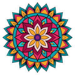 Bold Color Pop Mandala Vector on White