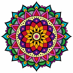 Bold Color Pop Mandala Vector on White