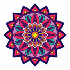 Bold Color Pop Mandala Vector on White