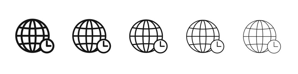 global world time zones icon vector outline set illustration sign