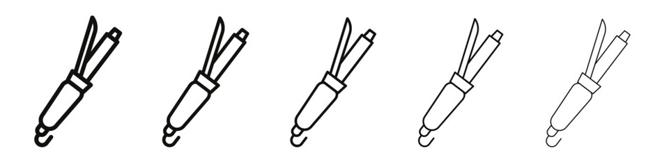 Hair curler icon vector outline set illustration sign