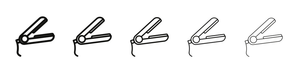 Hair straightener icon vector outline set illustration sign