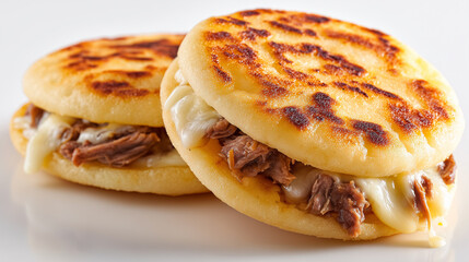 Colombian arepas filled with cheese and meat