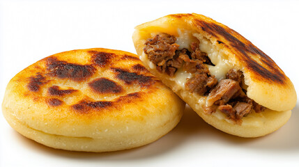 Colombian arepas filled with cheese and meat
