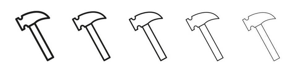 Hammer icon vector outline set illustration sign