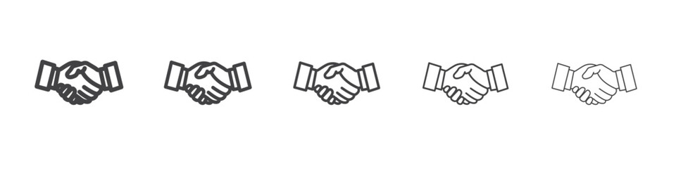 Handshake icon vector outline set illustration sign