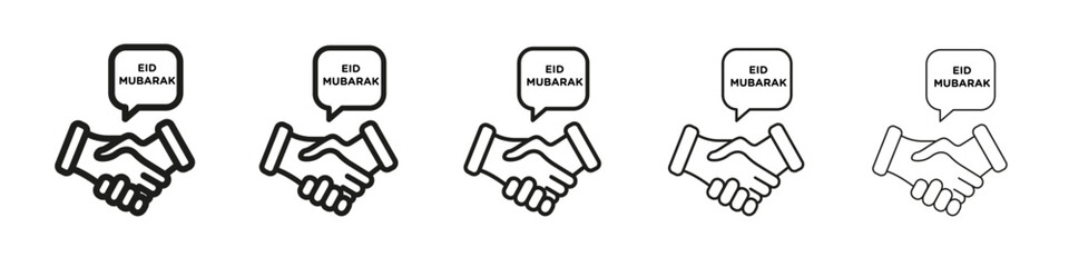 Handshaking icon vector outline set illustration sign