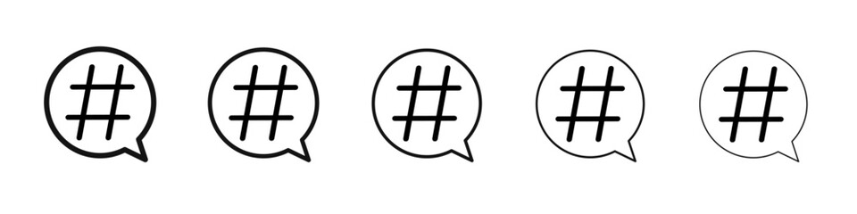 Hashtag icon vector outline set illustration sign