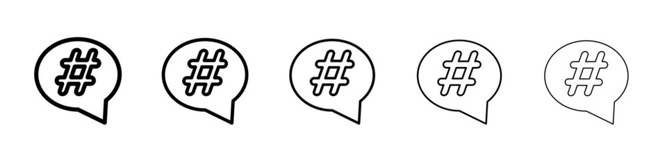 Hashtag icon vector outline set illustration sign