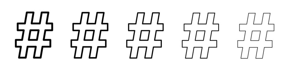 Obraz premium Hashtag icon vector outline set illustration sign