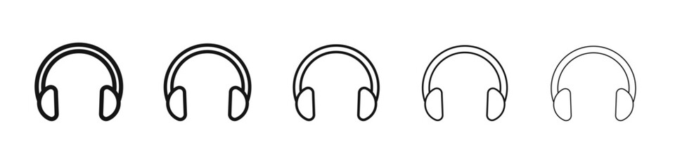 Headphones icon vector outline set illustration sign