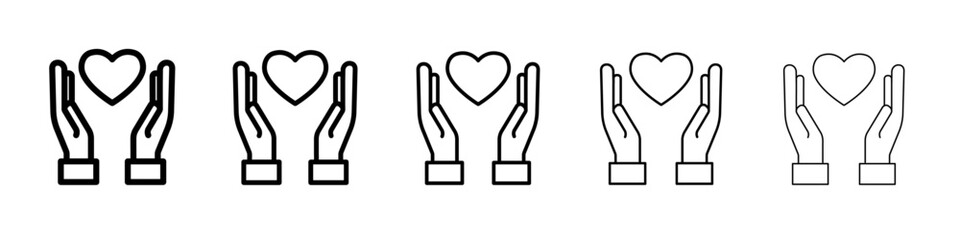 Obraz premium Heart and hands icon vector outline set illustration sign