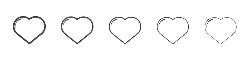 Heart icon vector outline set illustration sign