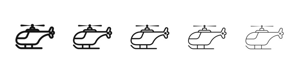 Helicopter icon vector outline set illustration sign