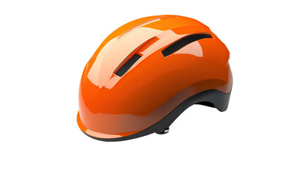 Modern orange safety helmet isolated on transparent background. PNG