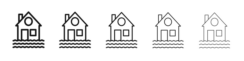 House flood icon vector outline set illustration sign