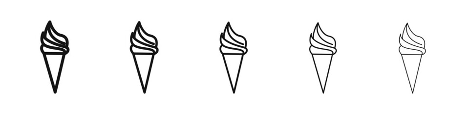 Ice cream icon vector outline set illustration sign