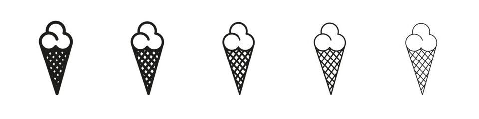 Ice cream icon vector outline set illustration sign