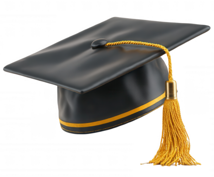 Black Graduation Cap with Golden Tassel Academic Success Education Degree Ceremony 3D Render Illustration  Graduation Hat  Diploma Achievement Knowledge Learning school  