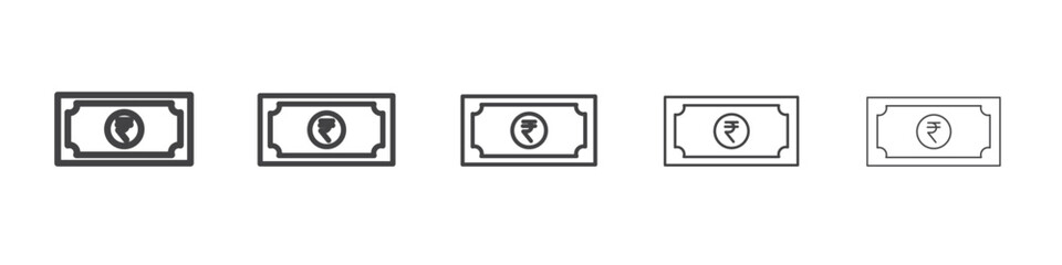 Obraz premium Indian rupee icon vector outline set illustration sign