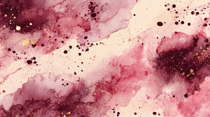 Abstract Grunge Watercolor Background in Beige and Burgundy with Artistic Paint Splatters, Decorative Wallaper Illustration