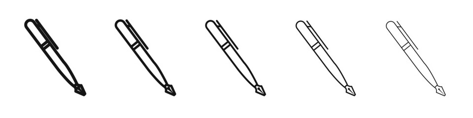 Ink pen icon vector outline set illustration sign