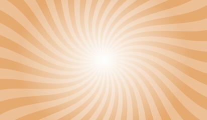 Fototapeta premium Fawn Orange Radial Retro Glowing Rays Banner. Abstract Retro Whirlwind Starburst Vector Abstract Background. Twisted Radial Illustration.
