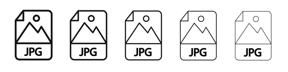 Jpg icon vector outline set illustration sign