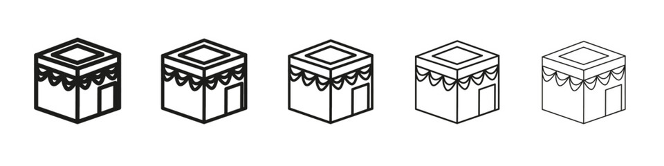 Kaaba icon vector outline set illustration sign