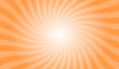 Fototapeta premium Royal Orange Radial Retro Glowing Rays Banner. Abstract Retro Whirlwind Starburst Vector Abstract Background. Twisted Radial Illustration.