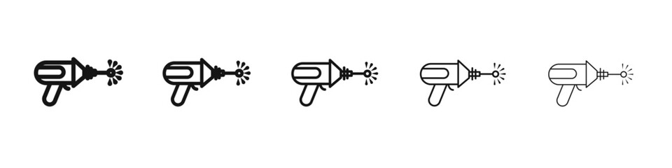 Laser gun icon vector outline set illustration sign