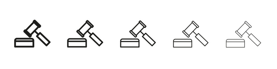 Law icon vector outline set illustration sign