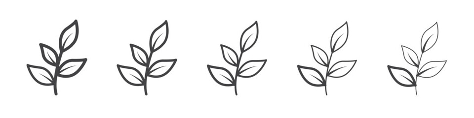Leaf icon vector outline set illustration sign