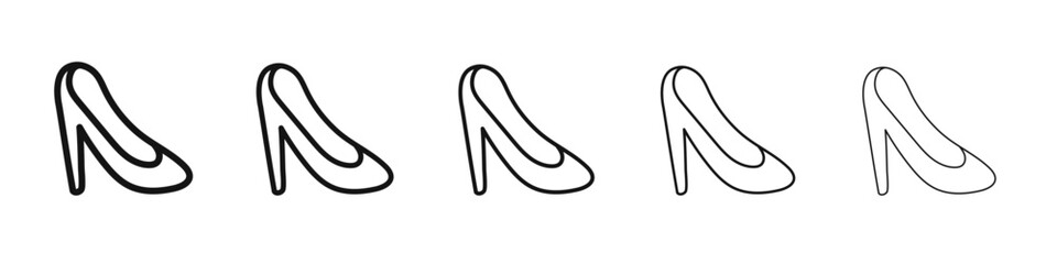 leather shoes heel icon vector outline set illustration sign