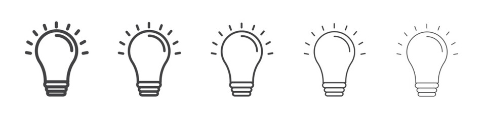 Lightbulb icon vector outline set illustration sign © Krrish