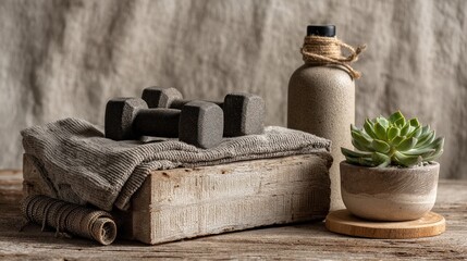 Rustic Home Workout Essentials Still Life
