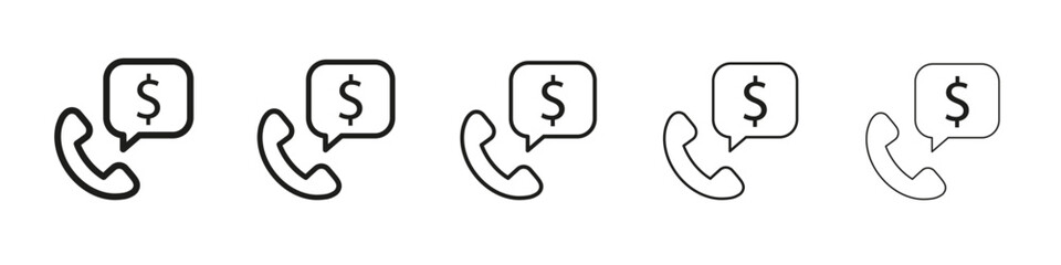 Loan call icon vector outline set illustration sign