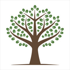Minimalist Green Leaf Tree Vector Icon