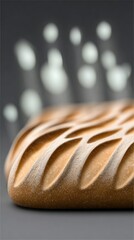 Closeup of Tan Artisan Bread with Wave Pattern and Bokeh Lights