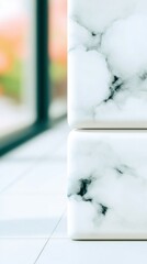 Closeup of White and Grey Marble Blocks