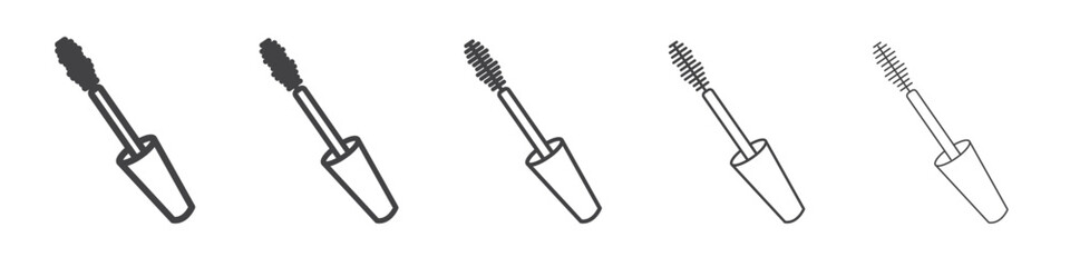 Mascara brush icon vector outline set illustration sign