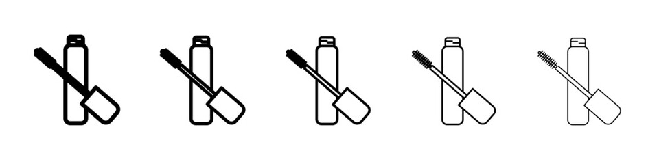Mascara brush icon vector outline set illustration sign