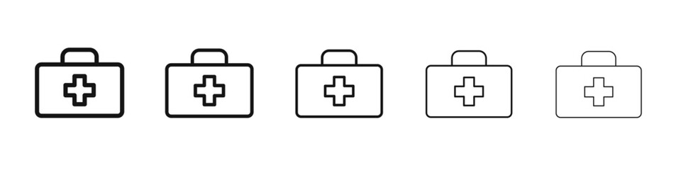 Obraz premium Medical aid kit icon vector outline set illustration sign