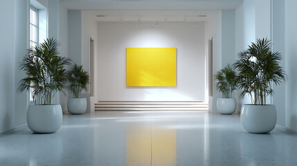  Yellow Artwork in Neutral Gallery Space