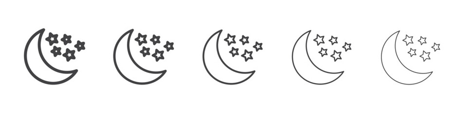 Moon stars icon vector outline set illustration sign